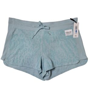 Calvin Klein Performance Blue Leopard Zebra Animal Print Soft Lounge Shorts XL